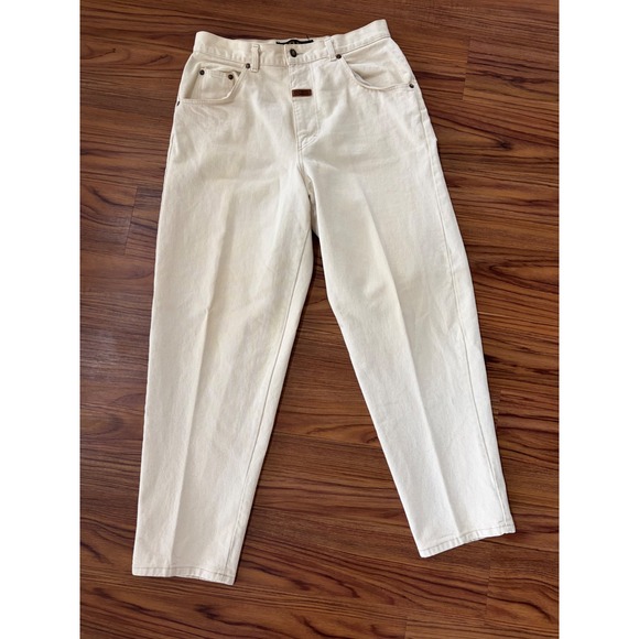 Vintage Hugo Boss Mens Cream Denim Jeans baggy Leg Off White Size 34